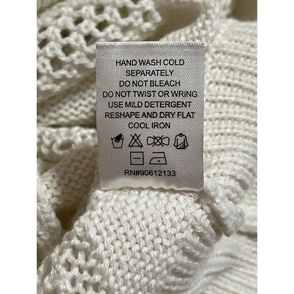 Oversized Crew Neck Ivory Knit Sweater Diamond Pattern Novelty Stitch Women’s 1X - Picture 7 of 10